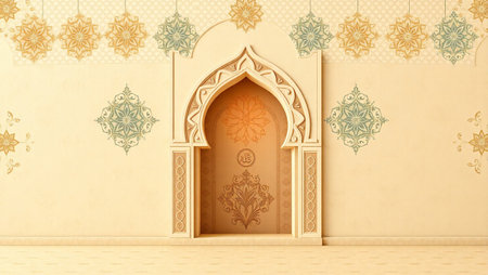 3d rendering of a mosque door in islamic style.