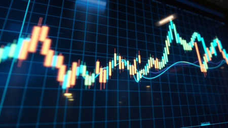 financial graph on the digital screen. Concept of market analysis and investment.