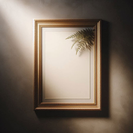 Photo frame on a brown wall.