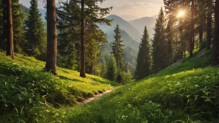 Beautiful summer landscape in the Carpathian Mountains, Ukraine.の写真素材