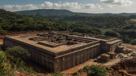 Ruins of Karnak Temple, Karnataka, Indiaの写真素材