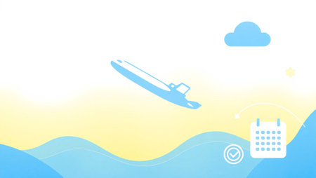 Airplane on the sky with clouds and calendar. Vector illustration.
