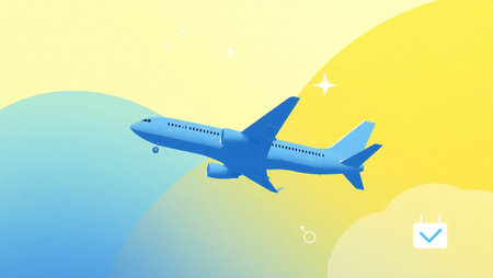 Airplane flying in the sky. Travel concept. Vector illustration.の写真素材
