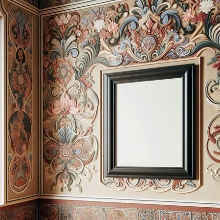 Interior of a room with a picture frame. 3d rendering