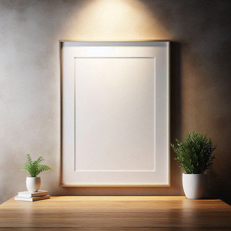 Mock up poster frame in modern interior background, 3D renderの写真素材