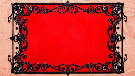 Decorative frame on a red background. Place for your text.の写真素材