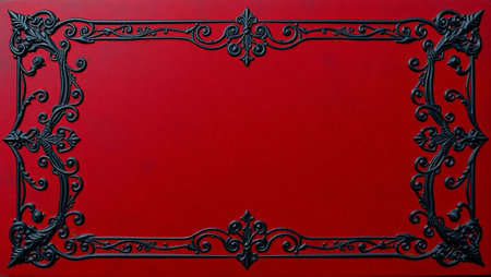 Decorative frame on a red background. Place for your text.の写真素材