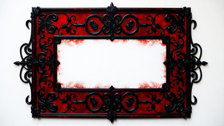 Vintage metal frame on a white wall. Place for text.の写真素材