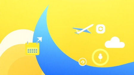 Illustration of a cloud computing concept with icons on a yellow background