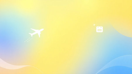 Airplane travel background. Airplane silhouette on colorful background. Vector illustration.の写真素材