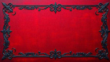 Decorative frame on a red background. Place for your text.の写真素材