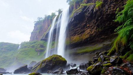 Waterfall in the jungle of Costa Rica, Central America, Central America