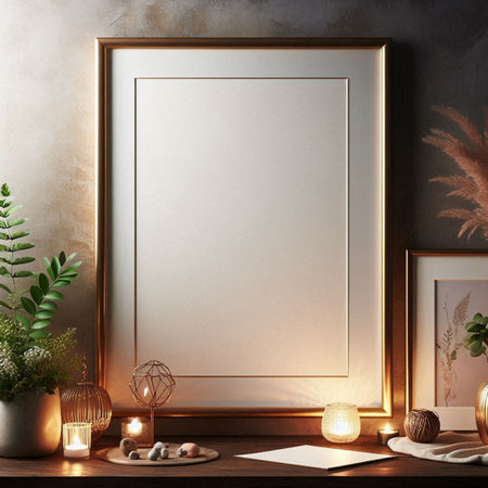 Mock up frame in interior background, 3d render, 3d illustration