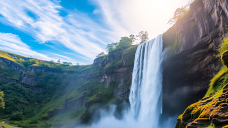 Beautiful view of Seljalandsfoss waterfall in South Iceland