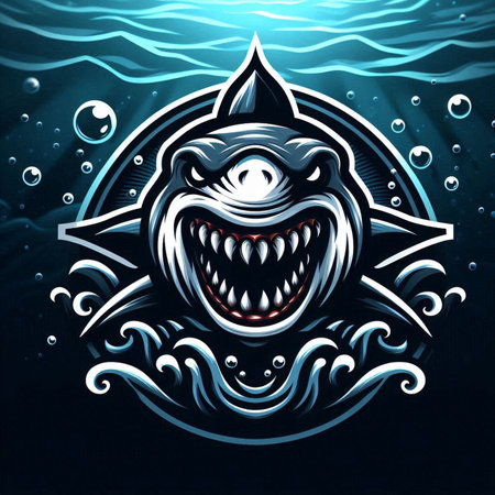 Shark in the ocean. Illustration for t-shirt designの写真素材