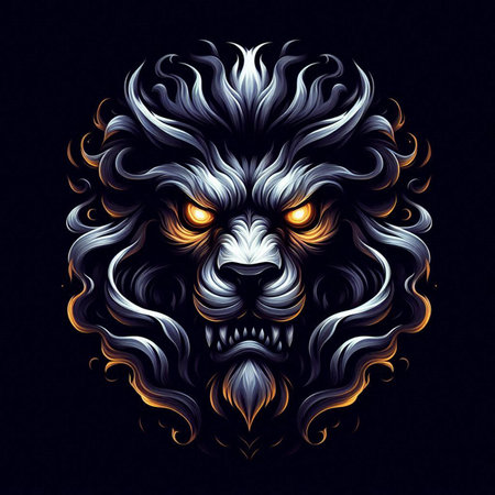 Lion head. Vector illustration of a lion head on a black background.