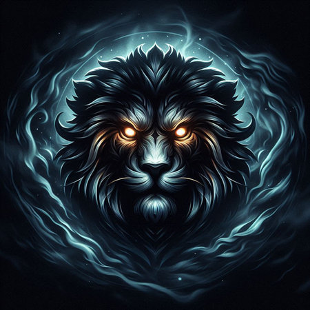 Lion head in the form of a circle.