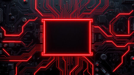 Circuit board background. Electronic computer hardware technology. Motherboard digital chip. 3D...