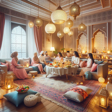 3d render of women celebrating together at homeの写真素材