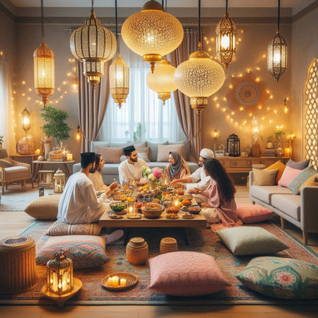 Group of friends having dinner together at home.の写真素材