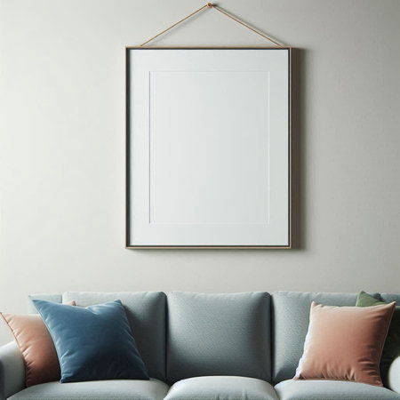 Mock up poster frame in modern interior background, 3d renderの写真素材