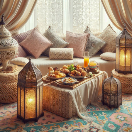 Interior of the living room in oriental style. 3d renderの写真素材