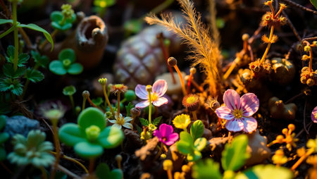 Beautiful small flowers growing in the garden. Selective focus.