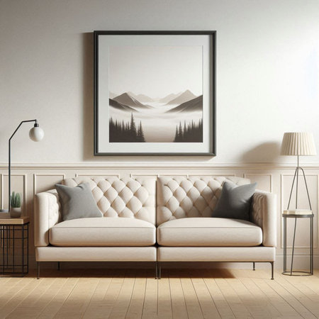 interior of modern living room with white sofa 3d render illustration