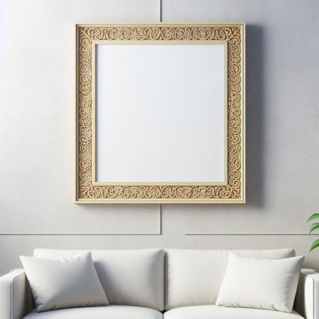Mock up poster frame in modern interior background, 3d render