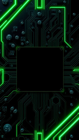 Computer circuit board. Electronic computer hardware technology. Motherboard digital chip. 3D...