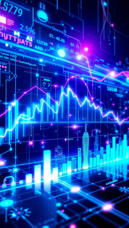 financial stock market graph on technology abstract background represent stock market financial...