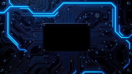 Circuit board background. Electronic computer hardware technology. Motherboard digital chip. 3D...