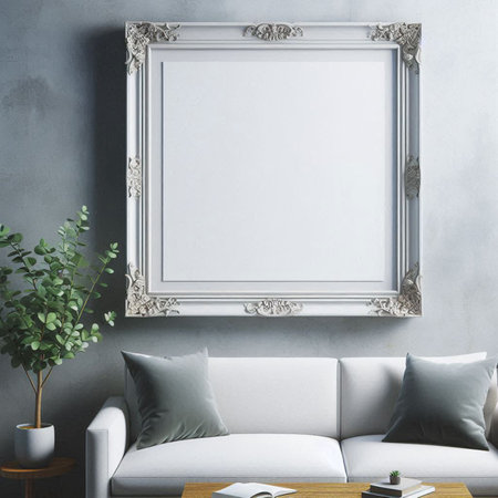 Mockup poster frame in interior background, 3D Illustration