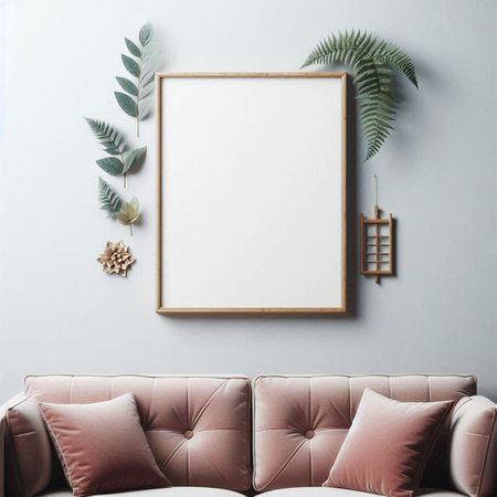 Mock up poster frame in interior background, Scandinavian style, 3d render