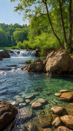 Waterfall in the Plitvice Lakes National Park, Croatia.の写真素材