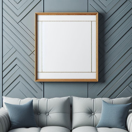 Blank picture frame mockup in modern interior. 3d renderの写真素材