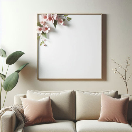 Mock up poster frame in modern interior background, 3d render
