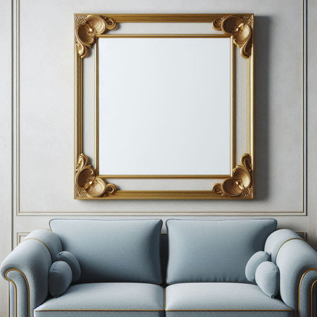 Mock up poster frame in classic interior background. 3d render