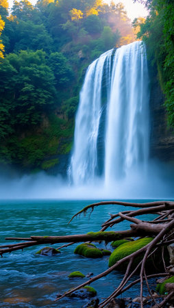 Beautiful waterfall in the forest. Waterfall in the forest.
