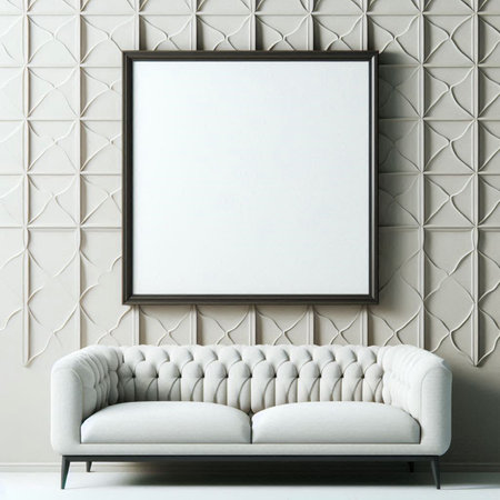 Mock up poster frame in modern interior background, 3d render