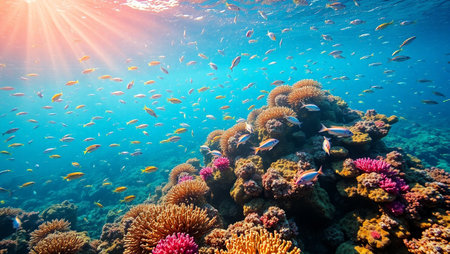 Colorful tropical coral reef and fish in the Red Sea. Egyptの写真素材