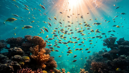 Coral reef and tropical fish in the Red Sea, Egypt.の写真素材