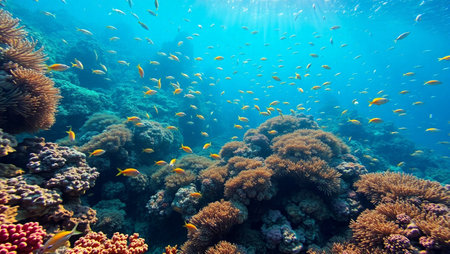Coral reef and fish in the Red Sea. Egypt, Africaの写真素材