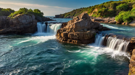Panoramic view of the beautiful waterfall in Ontario, Canada
