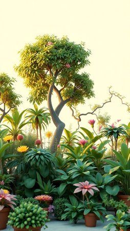beautiful flower garden in the morning light, nature background concept.