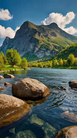 Mountain lake. Composition of nature. Russia, the Caucasus.の写真素材