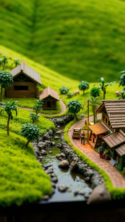 Miniature model of house in rice terraces, Chiang Mai, Thailandの写真素材