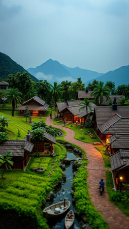 Houses in the rice field at Mae Hong Son province, Thailand.