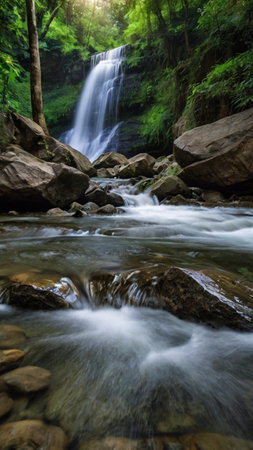 Waterfall in deep forest at Phu Kradueng National Park, Loei, Thailand