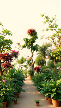 Beautiful flower garden in the morning, Thailand.Vintage tone.の写真素材